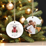 Our First Christmas Red Door Couple Photo Keepsake Ceramic Ornament<br><div class="desc">This ornament will be a beautiful addition to your tree.  Use the template form to add your customization and photo.</div>