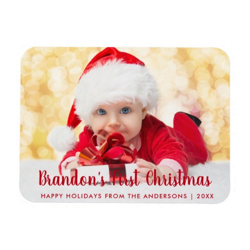 Our First Christmas Red Script Photo Magnet