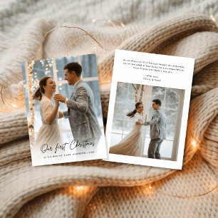 Our First Christmas Script Winter Wedding Photo Holiday Card