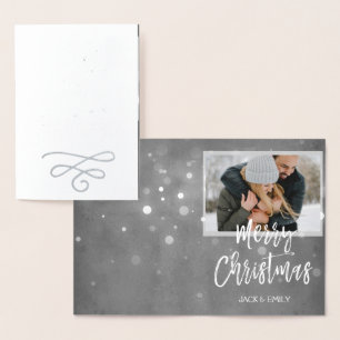 Our First Christmas Silver Foil Photo Card