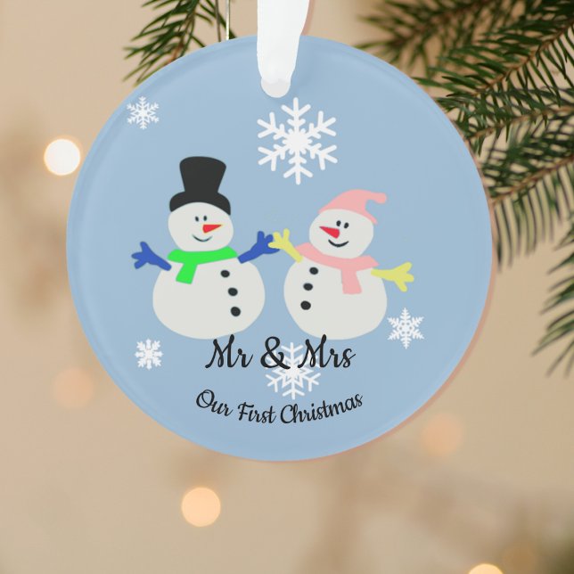 Our First Christmas Snow Couple Ornament (Creator Uploaded)