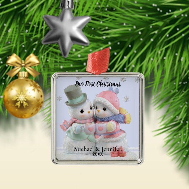 Our First Christmas Snowman Couple Ornament (Creator Uploaded)