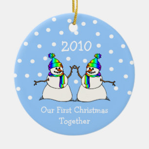 Our First Christmas Together 2010 (GLBT Snowmen) Ceramic Ornament