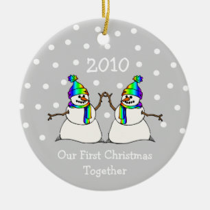 Our First Christmas Together 2010 (GLBT Snowmen) Ceramic Ornament