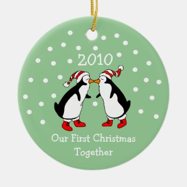 Our First Christmas Together 2010 (Penguins) Ceramic Ornament