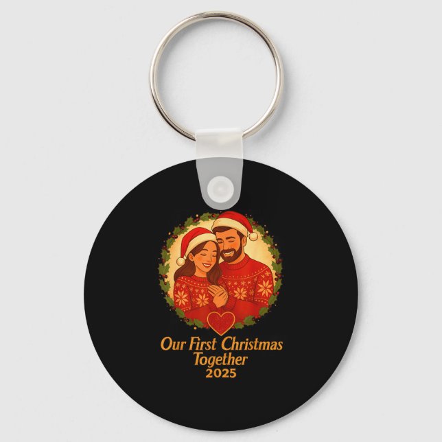 Our First Christmas Together 2025 Matching Couple  Keychain (Front)