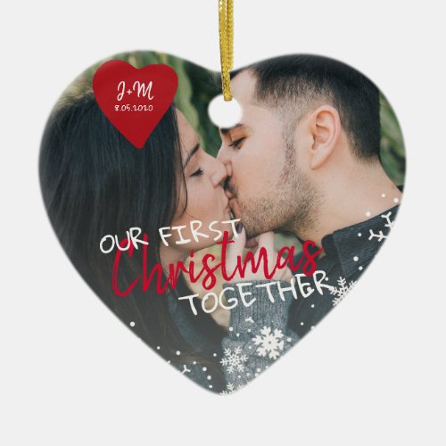 Our first Christmas together 2 couple photo Ceramic Ornament