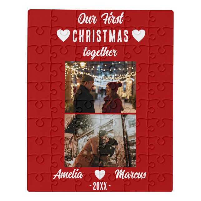 Our First Christmas Together 2 Photos Keepsake Jigsaw Puzzle (Puzzle Vertical)