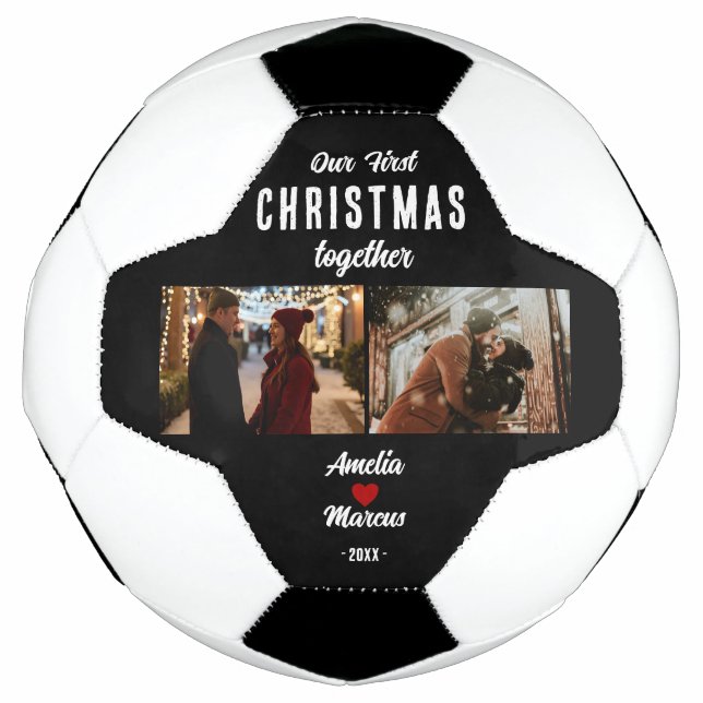 Our First Christmas Together 2 Photos  Soccer Ball (Front)