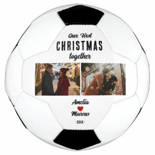 Our First Christmas Together 2 Photos Soccer Ball