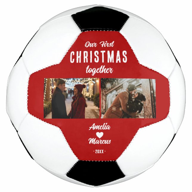 Our First Christmas Together 2 Photos  Soccer Ball (Front)