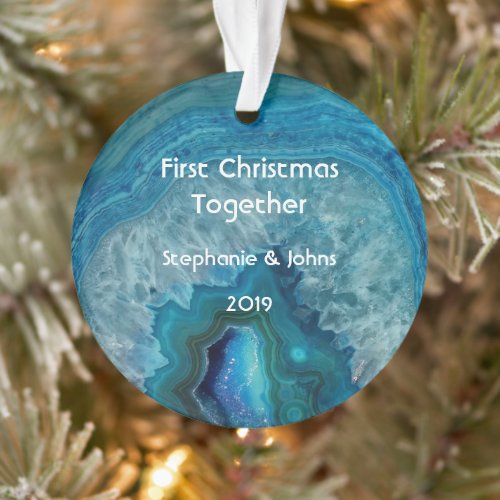 Our First Christmas Together Agate Geode Unique Ornament