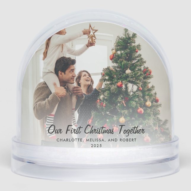 Our First Christmas Together as Family Photos Snow Globe (Front)