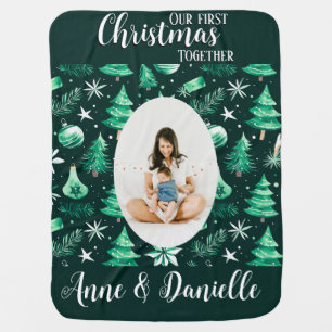 Our first Christmas together Baby Mother Green Blanket