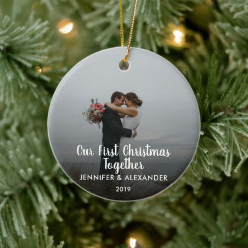 Our First Christmas Together couple married photo Ceramic Ornament