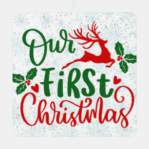 Our First Christmas Together Couple Photo Forever Metal Ornament