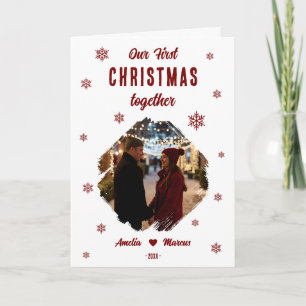 Our First Christmas Together Couple Photo  Holiday Card
