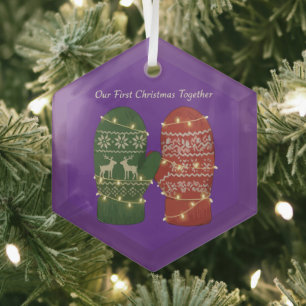 Our First Christmas Together Cozy Knitted Glass Ornament