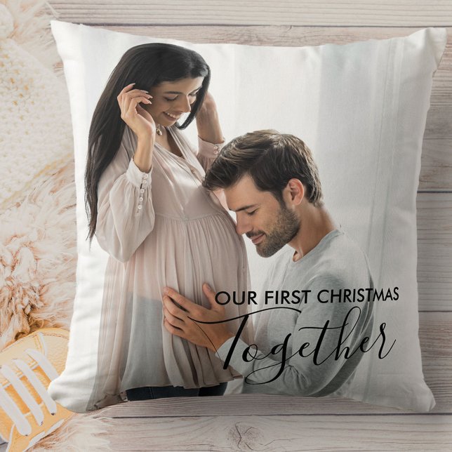 Our First Christmas Together Custom 2 Photo Throw Pillow (Creator Uploaded)