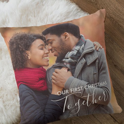 Our First Christmas Together Custom Photo Throw Pillow