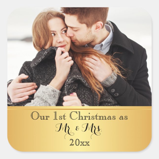 Our First Christmas Together Custom Square Sticker (Front)