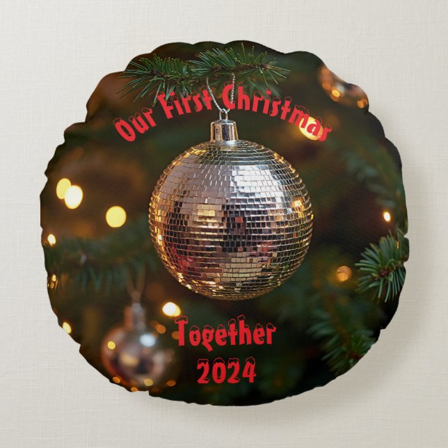 Our First Christmas Together Customizable Round Pillow (Front)