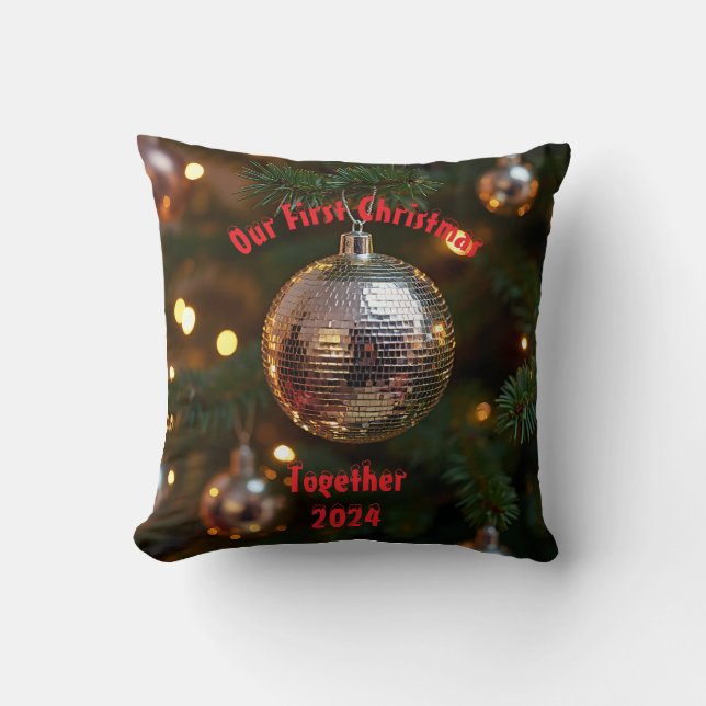 Our First Christmas Together Customizable Throw Pillow (Front)
