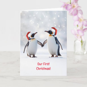 Our First Christmas Together Cute Pair of Penguins Card