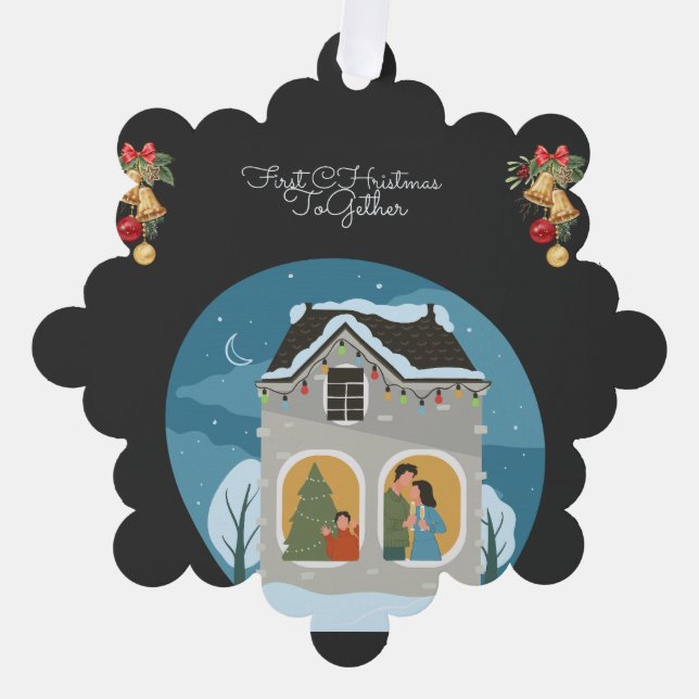 Our First Christmas Together Family Holiday Ornament Card (Front)