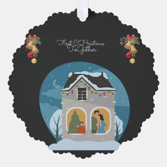 Our First Christmas Together Family Holiday Ornament Card (Front)