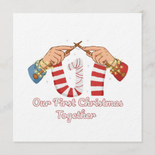 Our First Christmas Together Knitting Couple Invitation