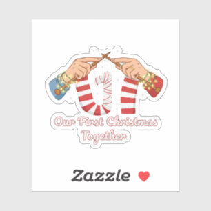 Our First Christmas Together Knitting Couple Sticker