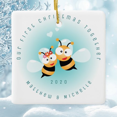 Our First Christmas Together Meant To Bee Couple Ceramic Ornament