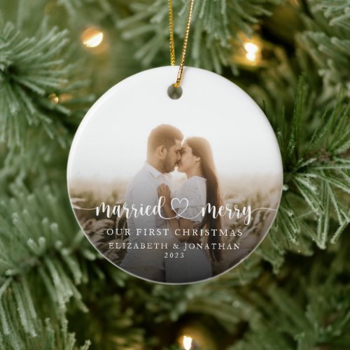 Our First Christmas Together Newlyweds Photo Ceramic Ornament