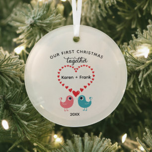 Our First Christmas Together Ornament, Couples Glass Ornament
