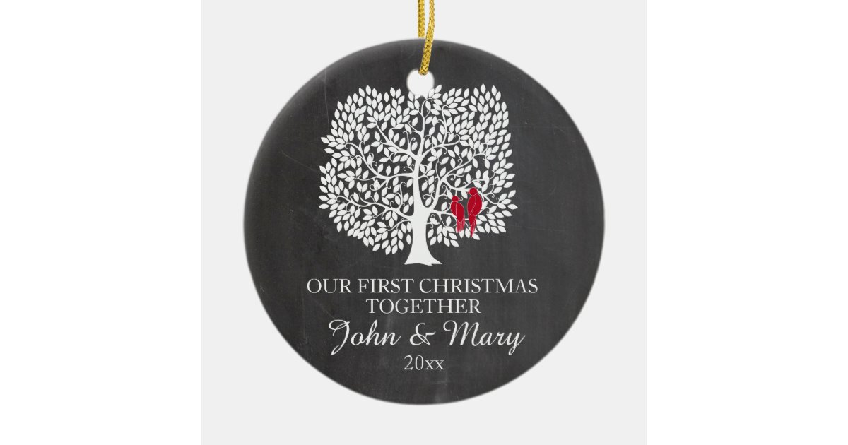 Our first Christmas together ornament, love birds Ceramic Ornament | Zazzle