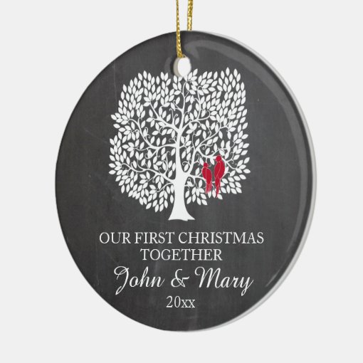 Our first Christmas together ornament, love birds Ceramic Ornament | Zazzle