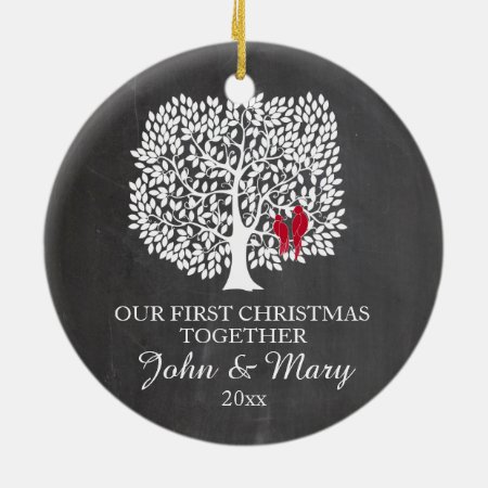 Our First Christmas Together Ornament, Love Birds Ceramic Ornament