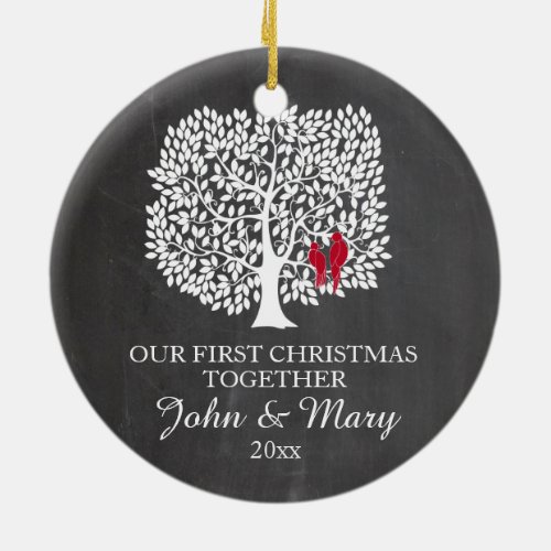 Our first Christmas together ornament love birds Ceramic Ornament