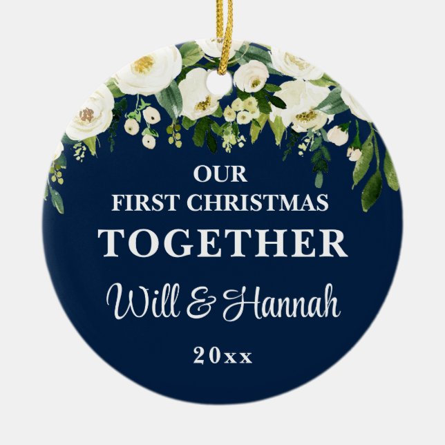 Our First Christmas Together Personalized Couple Ceramic Ornament (Front)