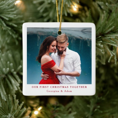 Our First Christmas Together Personalized Photo Ceramic Ornament