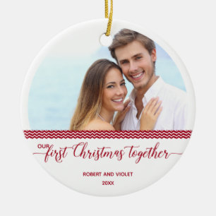 Our First Christmas Together - Personalized Photo Ceramic Ornament
