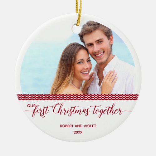 Our First Christmas Together _ Personalized Photo Ceramic Ornament