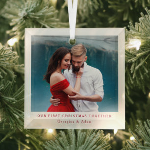 Our First Christmas Together Personalized Photo Glass Ornament
