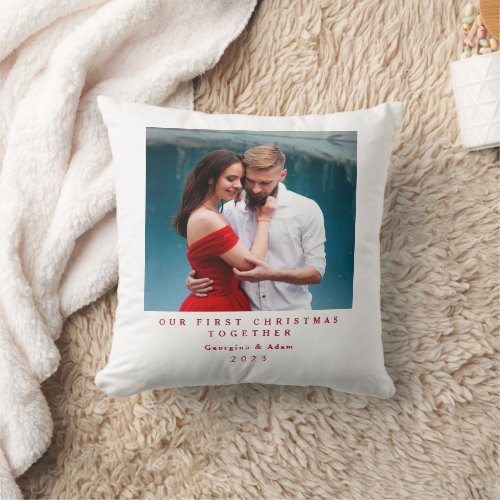 Our First Christmas Together Personalized Photo Throw Pillow