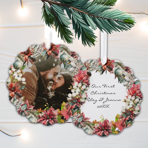 Our First Christmas Together Photo and Date Ornament Card