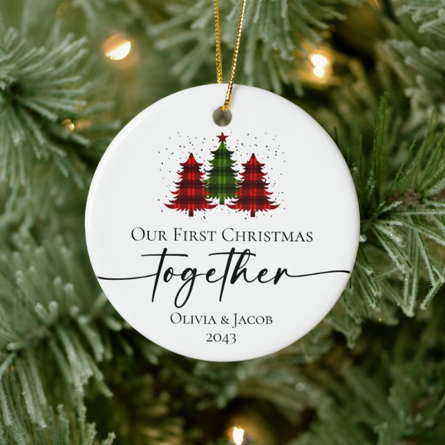 Our First Christmas Together Photo Ceramic Ornament (Tree)