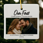 Our First Christmas Together Photo Ceramic Ornament<br><div class="desc">Celebrate your love with this Our First Christmas Together photo ceramic ornament. Upload your favorite picture to create a meaningful keepsake that captures your first holiday as a couple. Designed with clean, modern typography and a timeless layout, this ornament makes a perfect addition to your tree or a heartfelt gift...</div>