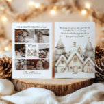 Our First Christmas Together Photo Collage Holiday Card<br><div class="desc">Celebrate your first Christmas together with this elegant photo collage design. Featuring six photo slots, vintage snow-dusted houses, and neutral brown tones, this layout brings rustic charm and warmth to your memories. The “EST 2025” detail adds a timeless touch — ideal for commemorating your love story in style. Easily editable...</div>