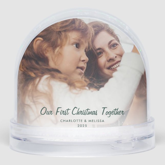 Our First Christmas Together Photos Custom Snow Globe (Back)